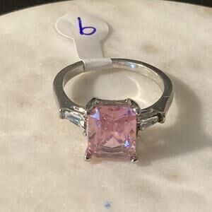 New fashion ring silver pink cz 9- special occasion wedding engagement holiday